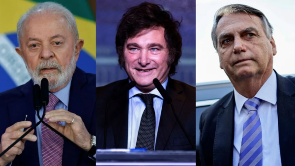 Lula e Bolsonaro comentam vitória de Milei, na Argentina. Foto: Reuters e Getty Images.