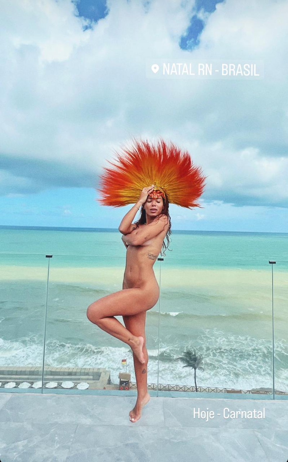 Anitta posta foto nua horas antes de puxar bloco no Carnatal — Foto: Foto: Reprodução/Redes sociais