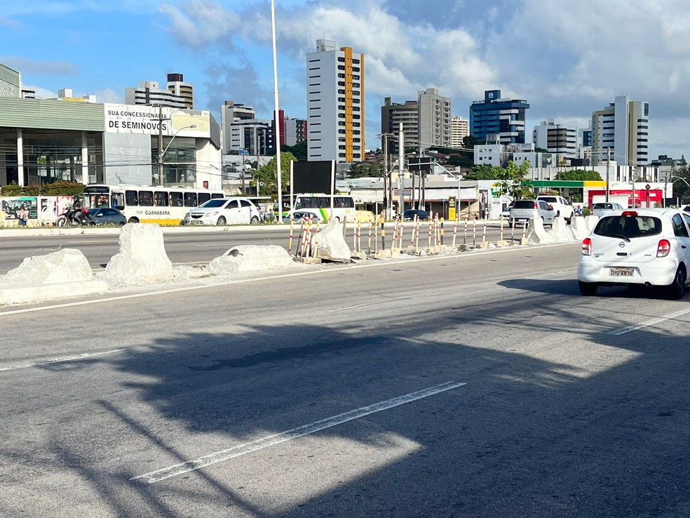 Dnit trabalha na abertura do novo acesso à marginal da BR-101 em Natal — Foto: Vinícius Marinho/Inter TV Cabugi