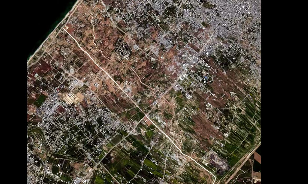 Brasília (DF) 21/03/2024 - Imagens de satélite mostram 35% das construções de Gaza destruídas, diz ONU.
Frame:Reuters/Nasa