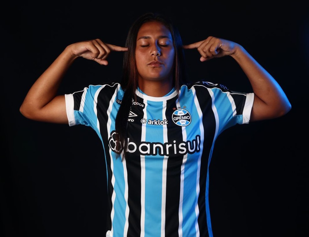 Gisele Silva, hoje integrada ao elenco profissional do Grêmio, é natural de Santo Antônio, no Rio Grande do Norte — Foto: Diego Vara/Grêmio