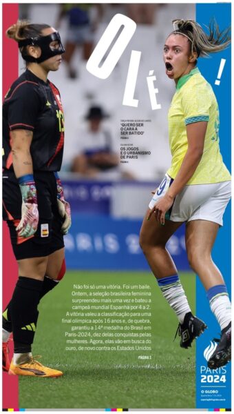 Capa do caderno olímpico do jornal O Globo — Foto: Reprodução