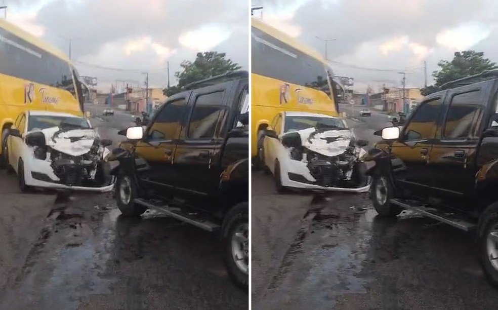 Motorista fica preso às ferragens em acidente na Ponte de Igapó — Foto: Reprodução