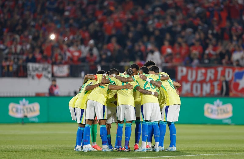 Chile x Brasil pela Eliminatória Sul-Americana 2026 no estádio Nacional Julio Martínez Prádanos, na cidade de Santiago, nessa quinta-feira 10/10. Foto: Rafael Ribeiro/CBF