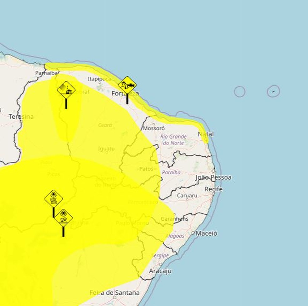 Alertas emitidos pelo Inmet para o fim de semana — Foto: Divulgação